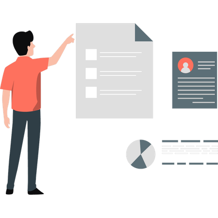 Man presenting resume sheets  Illustration