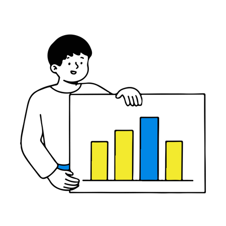 Man presenting revenues graph  Illustration