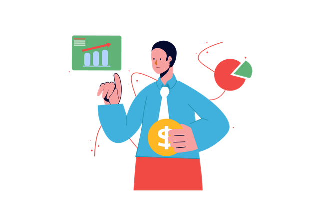 Man presenting Sale growth  Illustration