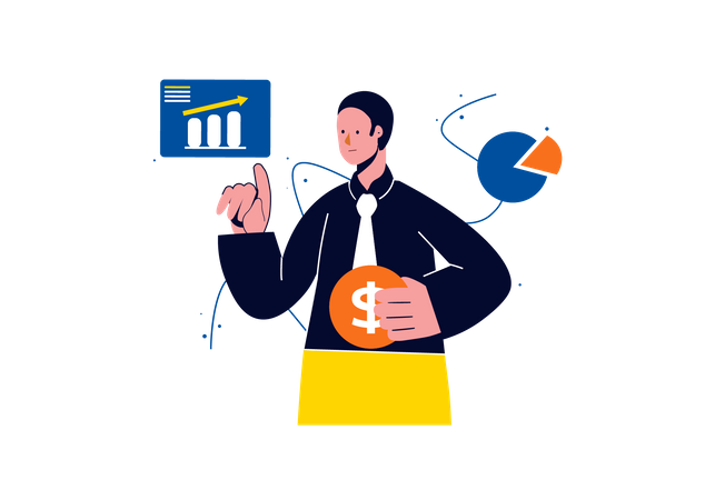 Man presenting Sale growth  イラスト