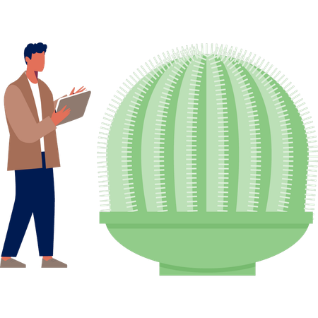 Man presenting seersucker plant  Illustration