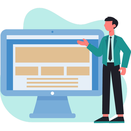 Man presenting SEO planner  Illustration