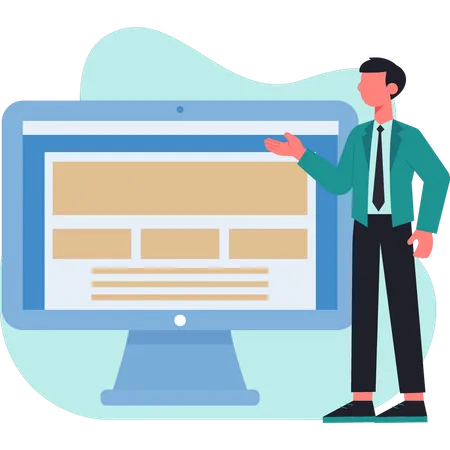 Man presenting SEO planner  Illustration