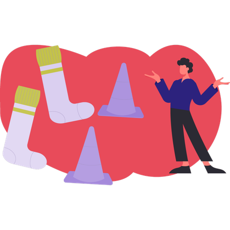 Man presenting socks with smile and confidently  Illustration