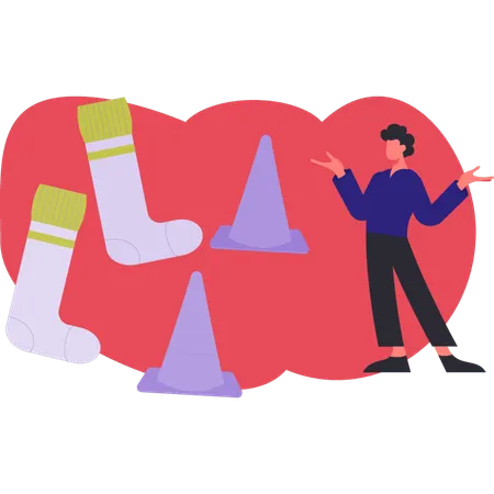 Man presenting socks with smile and confidently  Illustration