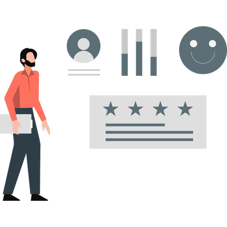 Man presenting star rating  Illustration