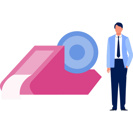 Man presenting stationery tapes  Illustration