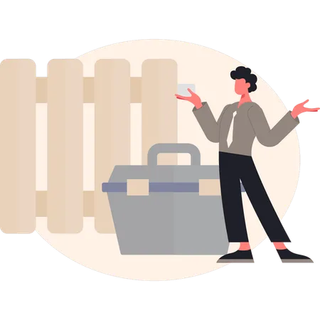 Man  presenting toolbox  Illustration