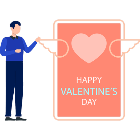 Man presenting valentines day book  Illustration