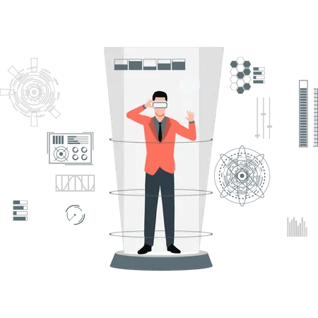 Man presenting virtual technology  Illustration