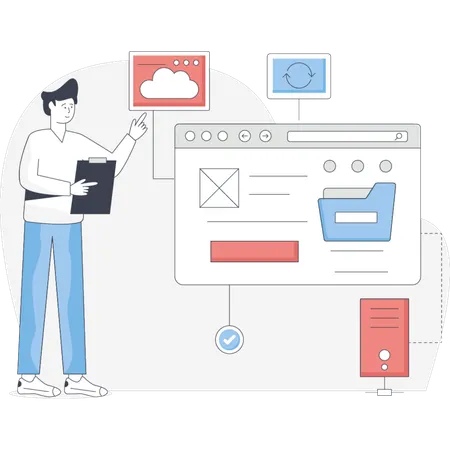 Man  presenting web server  Illustration