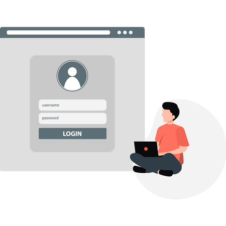 Man presenting website login profile  Illustration