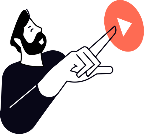 Man Press Button  Illustration
