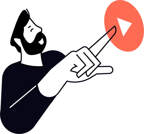 Man Press Button  Illustration