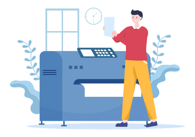 Man printing documents  Illustration