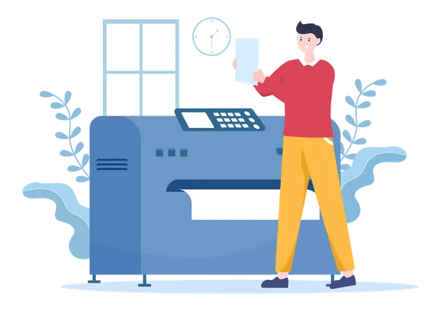 Man printing documents  Illustration