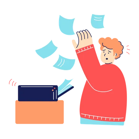 Man printing documents on a printer  Illustration