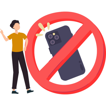 Man prohibits mobile phone  일러스트레이션