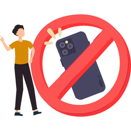 Man prohibits mobile phone  Illustration