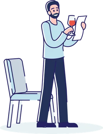 Man Pronouncing Toast On Holiday Event Male Hold Glass Of Wine And Tell Congratulation Speech During Wedding Anniversary Birthday Or Business Event Linear Vector Illustration Illustration