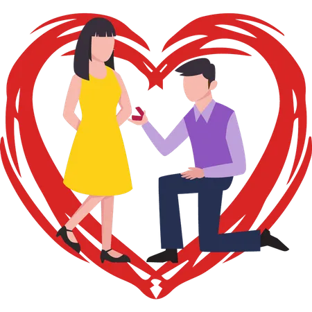 The Boy Proposed To The Girl On Valentines Day Illustration