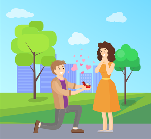 Man proposing a girl  Illustration