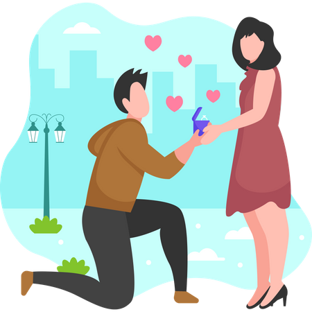 Man proposing a girl Illustration