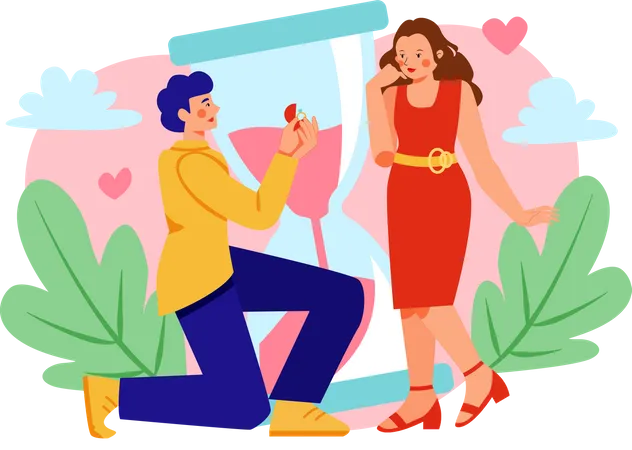 Man proposing girl for marriage  Illustration