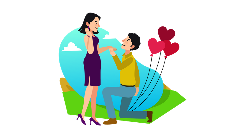 Man proposing girl  Illustration