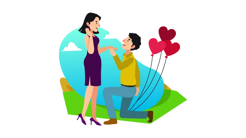 Man proposing girl  Illustration