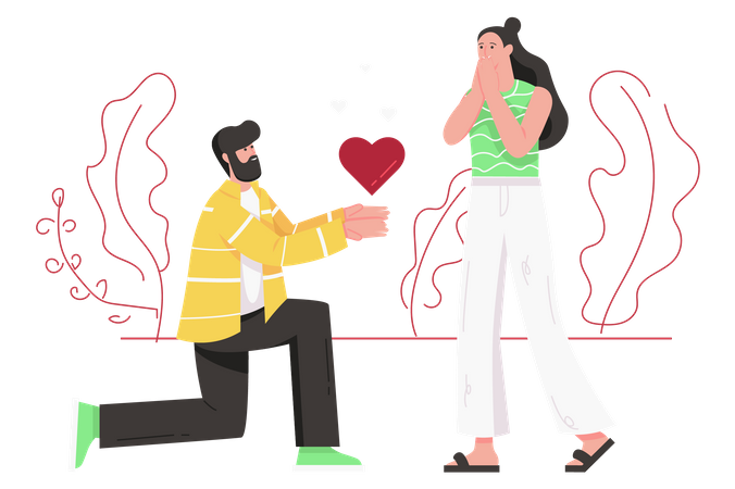 Man proposing girl  Illustration