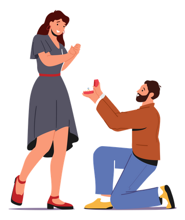 Man Proposing Girl  Illustration