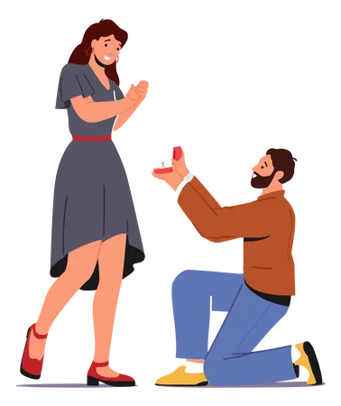 Man Proposing Girl  Illustration