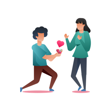 Man proposing girl  Illustration