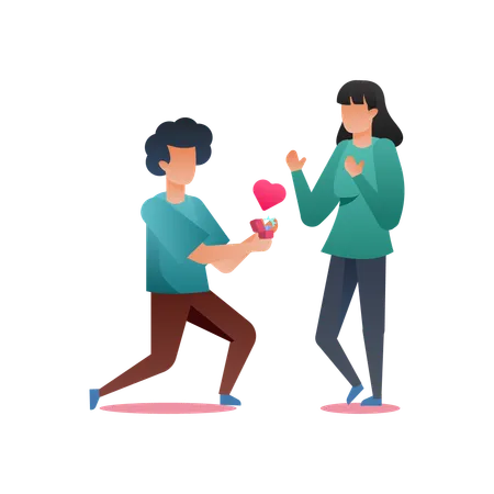 Man proposing girl  Illustration