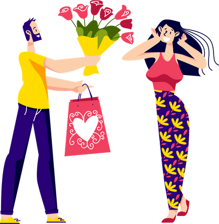 Man proposing girl  Illustration