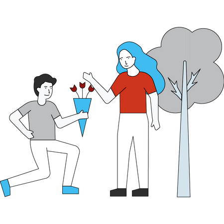 Man proposing girl  Illustration
