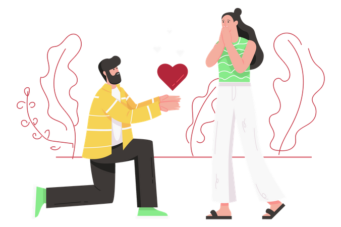 Man proposing girl  Illustration