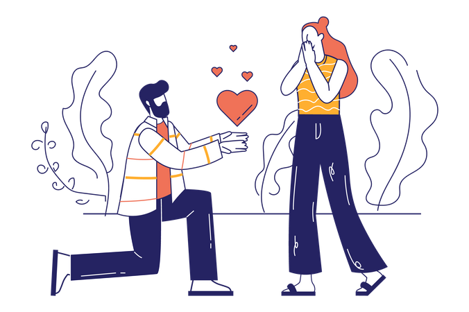 Man proposing girl  Illustration