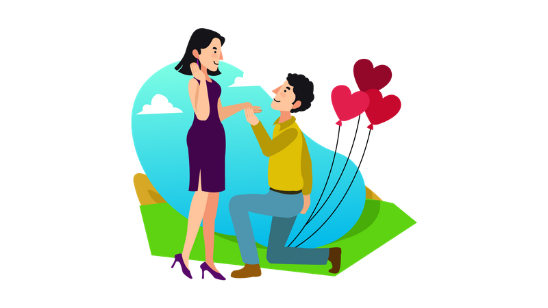 Man proposing girl  Illustration