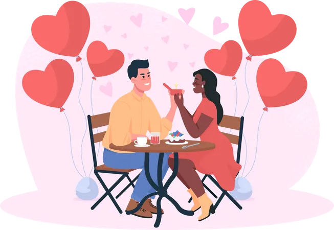 Man proposing girl on dinner date  Illustration