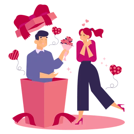Man proposing girlfriend  Illustration