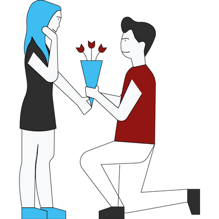 Man proposing girlfriend on Christmas Illustration