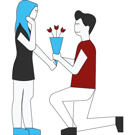 Man proposing girlfriend on Christmas  Illustration