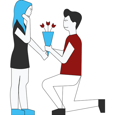 Man proposing girlfriend on Christmas  Illustration