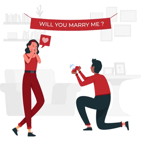 Man proposing his girlfriend Illustration