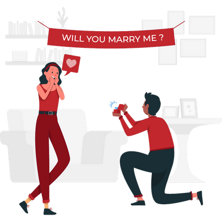 Man proposing his girlfriend  Illustration