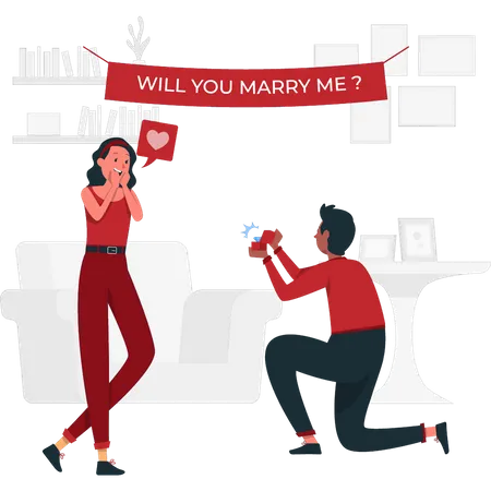 Man proposing his girlfriend  Illustration