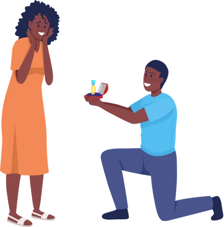 Man Proposing To His Beloved Semi Flat Color Vector Characters Posing Figures Full Body People On White Engagement Simple Cartoon Style Illustration For Web Graphic Design And Animation Illustration