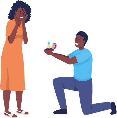 Man proposing to his beloved  Illustration